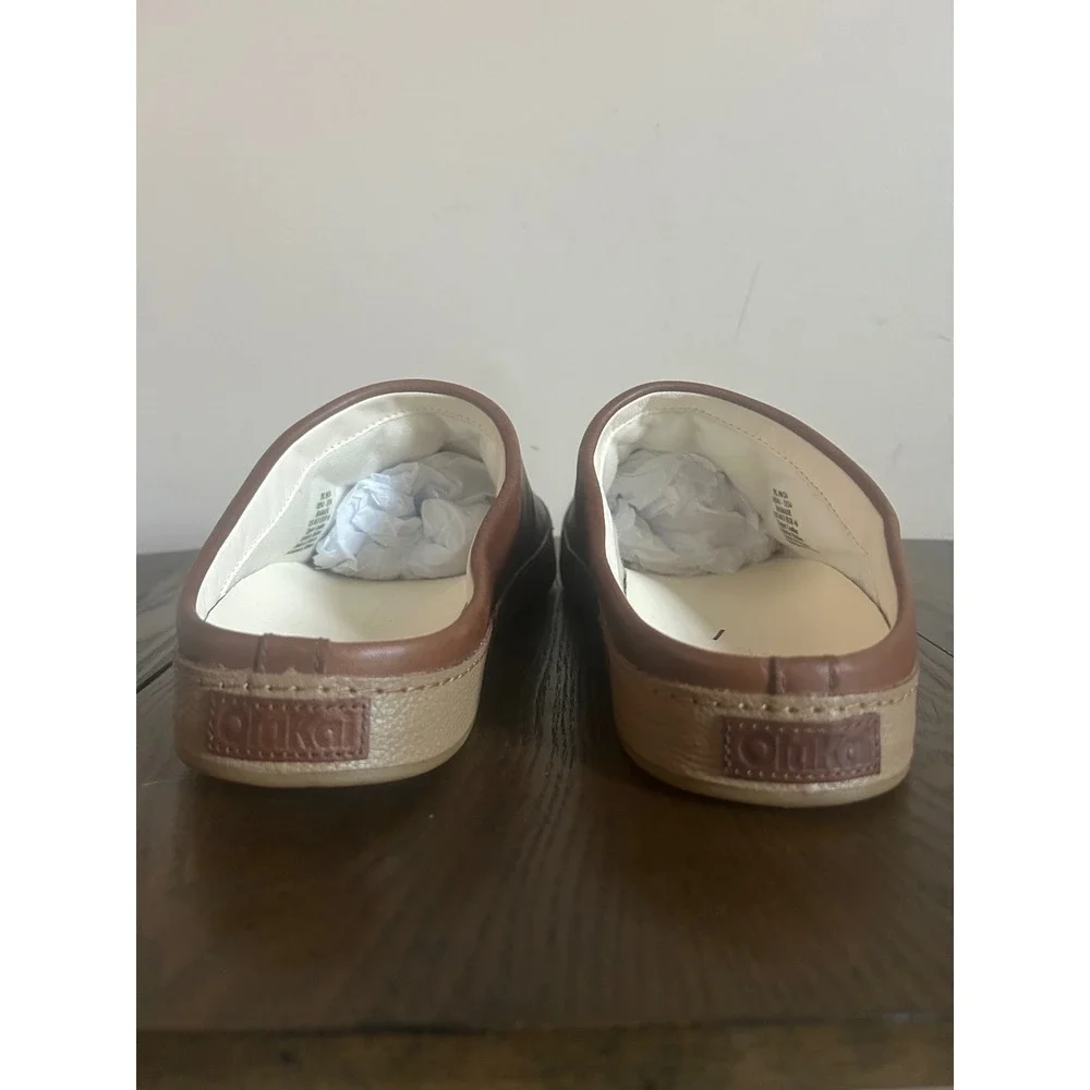 Olukai Hamani Brown Leather Mules Slip On Men's Size 13